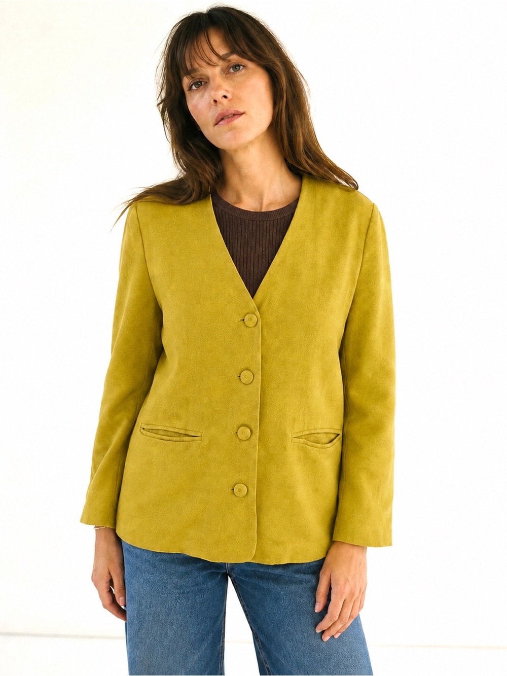 Vintage Harari 100% Wool Vibrant Yellow Blazer Retro 90s Designer Boho Eclectic